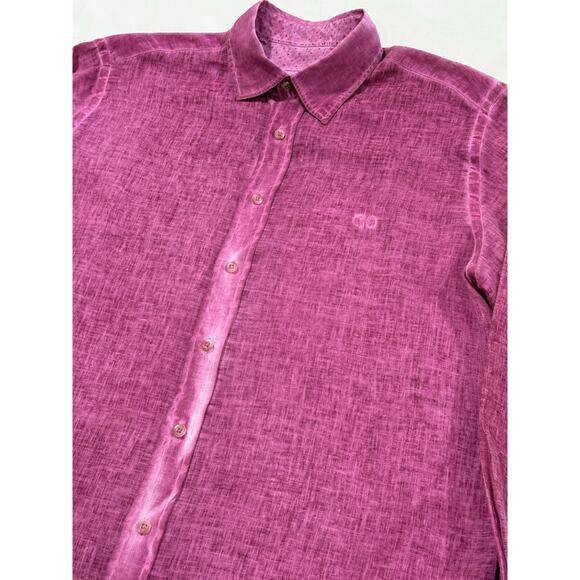 C & O Beach Barcelona Men's Italian Linen Hand Dyed Shirt Size US XL (011) - Picture 7 of 12